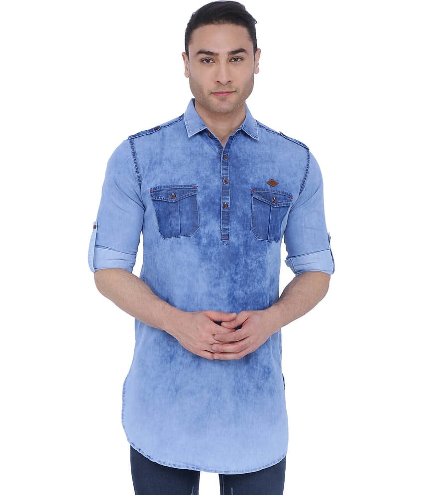 Kuons Avenue Blue Cotton Kurta Single