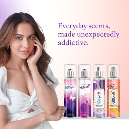 Layer�r Wottagirl! Body Splash Combo for Women 60ml Pack of 4 (240ml) | Amber Kiss, Secret Crush, Mandarin Twist & French Peony | Long-Lasting Premium Body Mists | Everyday Wear | Perfume Gift Set