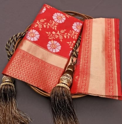 Women's Silk Printed Saree With Unstitched Blouse 5.5Mtr (White)-PID60347