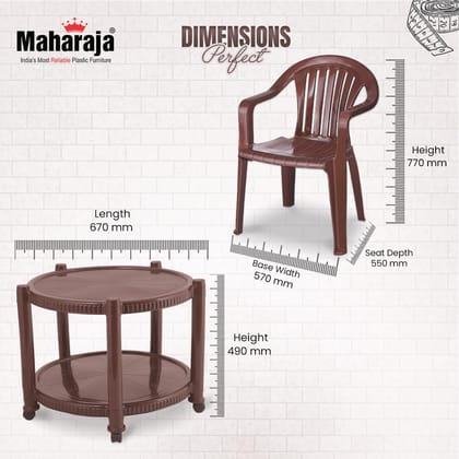 MAHARAJA Plastic Table & Chair Set | Space-Saving Design | Easy to Clean | Perfect for Daily Use