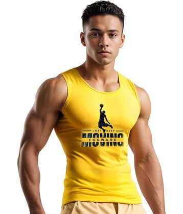Looks United Pack of 1 Polyester Gym Vest For Men ( Yellow )