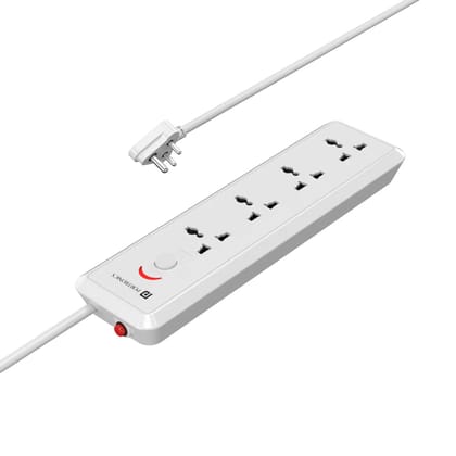Portronics Power Plate 11, 1500 Watts, 2M Long Cord, 4 Universal Sockets (White)