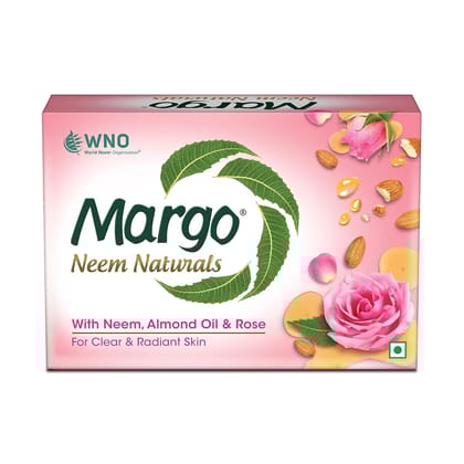 Margo Neem Naturals Soap | Enriched With Almond Oil & Rose | Soap for Clear & Radiant Skin - 100gm