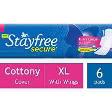 Stayfree Secure Dry Xl Cottony Sanitary Pads With Wings 6 PIECE