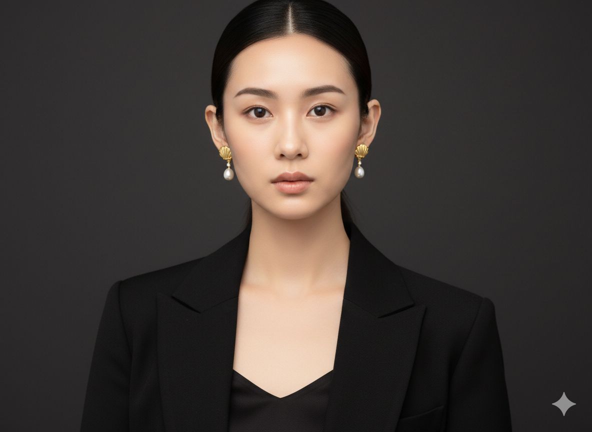 WHITE SEASHELL PEARL EARRING