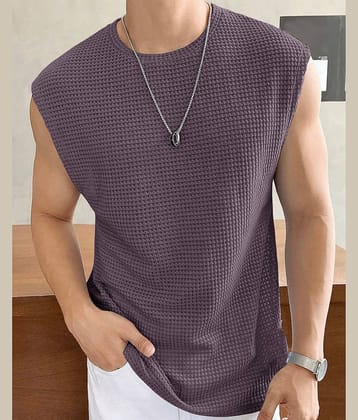 Eyebogler Pack of 1 Cotton Blend Basic Vest For Men ( Purple )