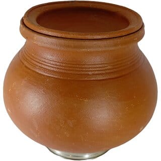 Pongal Pot Clay with Lid, 3.5 Liters Capacity, 1 Qty.