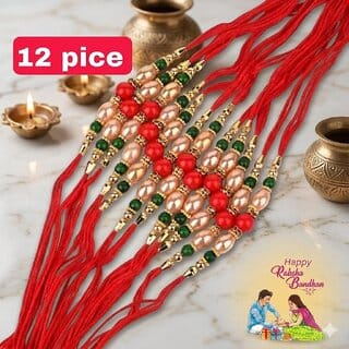 (Pack of 12) CHARKEE Fancy 12 Bhaiya Bhabhi Rakhi (Multicolour)