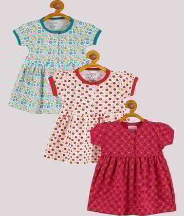Babeezworld Pack of 3 Baby Girls Cotton Frock ( Multi )