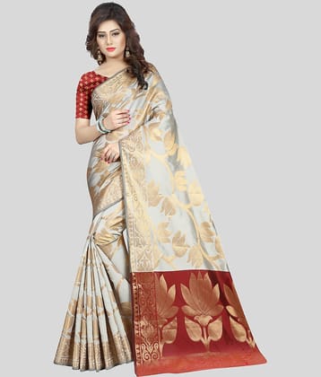 Gazal Fashions Silk Embellished Saree With Unstitched Blouse Piece ( Multicolour )