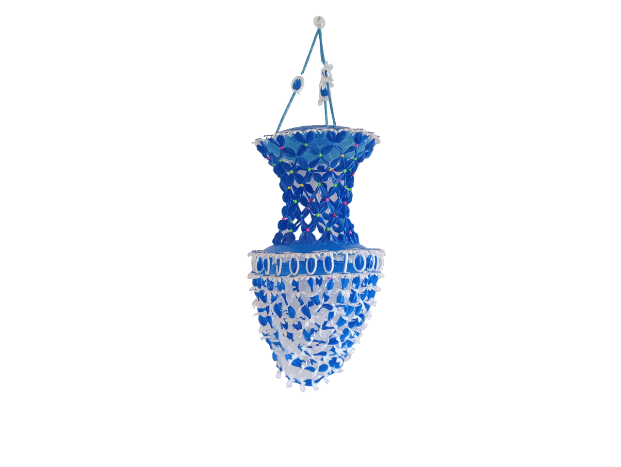Handmade 2-Layer Artificial Beads Jhumar for Pooja, Marriages, Diwali, Eid, Muharram - Blue (Pack of 1)