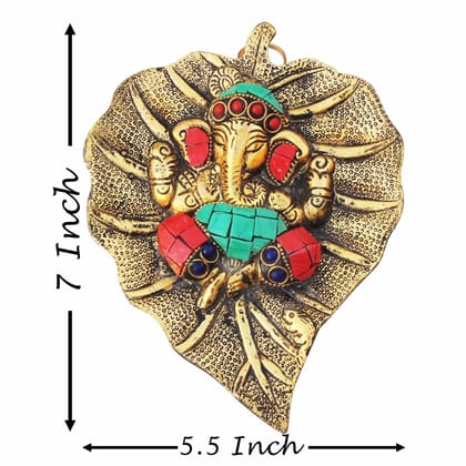 Aluminium Showpiece Stone Patta Ganesh Statue (ASMAS429 G)