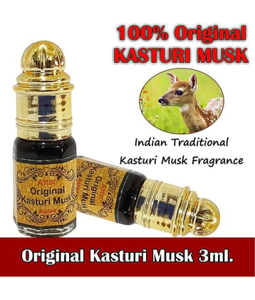 INDRA SUGANDH Attar Pure Kasturi 3ml. Rollon Rich & Divine Fragrance