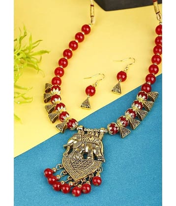 Sunhari Jewels Red Alloy Necklace Set ( Pack of 1 )