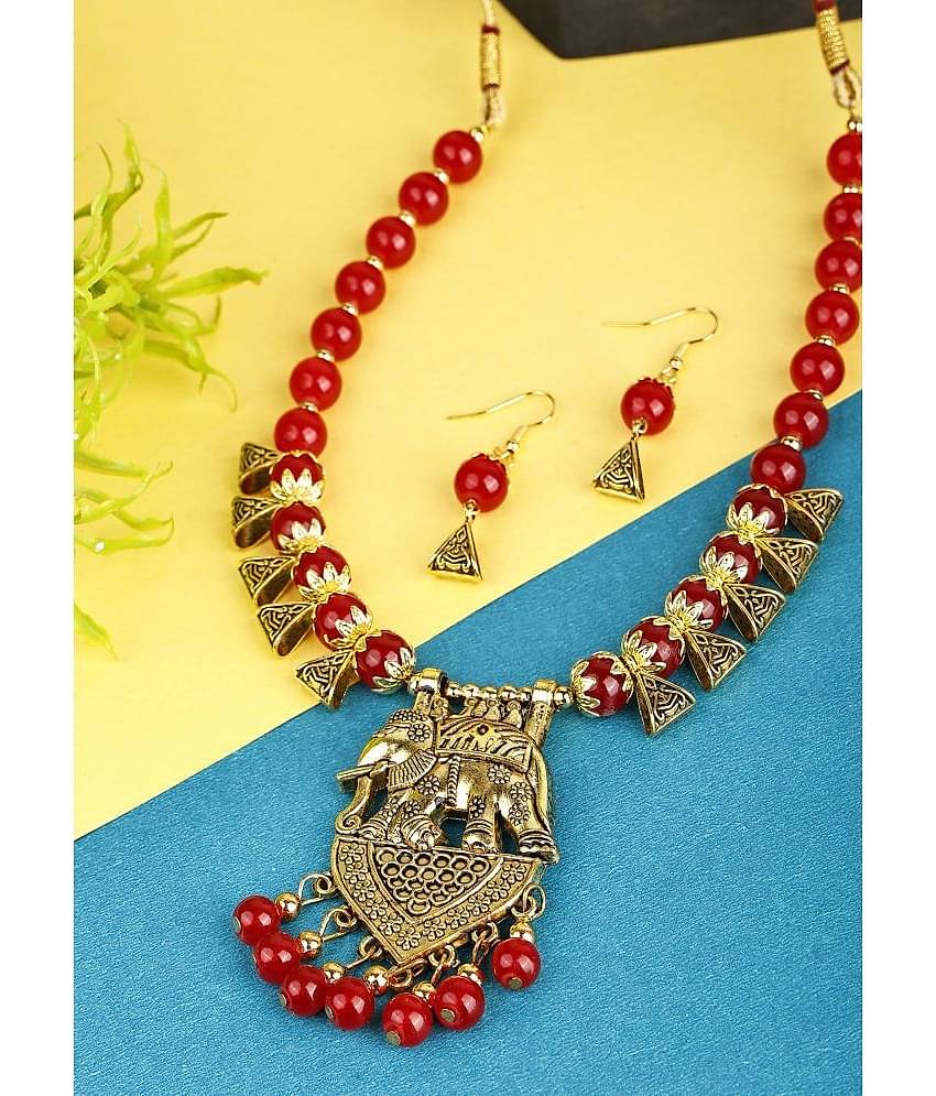 Sunhari Jewels Red Alloy Necklace Set ( Pack of 1 )