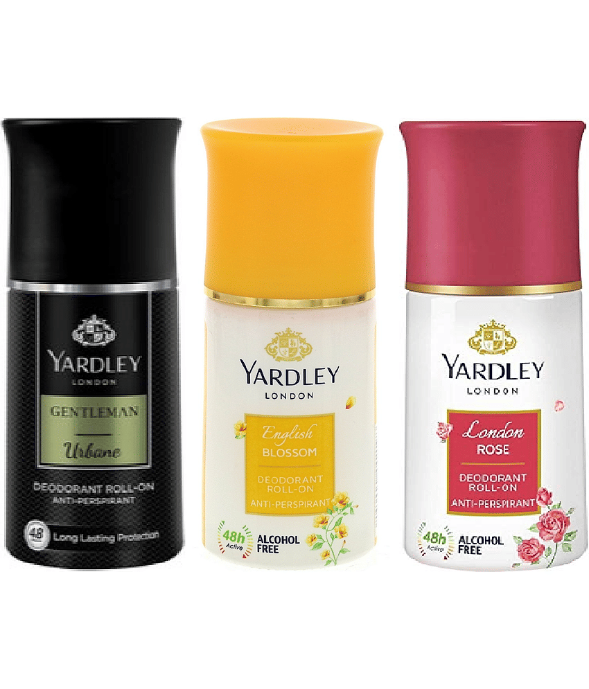 Yardley London - URBAN ,ENGLISH BLOSSOM & LONDON ROSE Deodorant Spray for Men,Women 150 ml ( Pack of 3 )