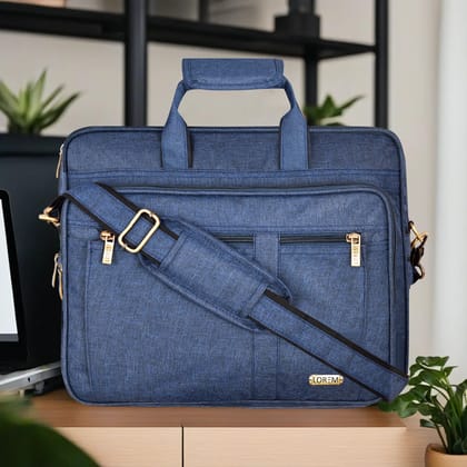 Blue Color Linen 28L Laptop Messenger Bag For Men BG64