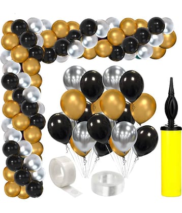 Zyozi  78 PCS Black Gold and Silver Balloon Garland Arch Kit Metallic Black Metallic Gold Chrome Silver Latex Balloons Set for Birthday Graduation Bachelorette Wedding New Year Party Decoration