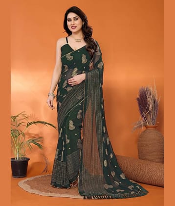 DIKONA DESIGNER Georgette Applique Saree With Unstitched Blouse Piece ( Teal )