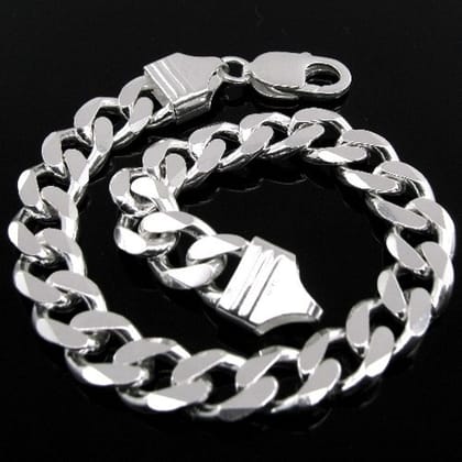 SOLID CURB LINK MEN'S BRACELET .925 STERLING SILVER