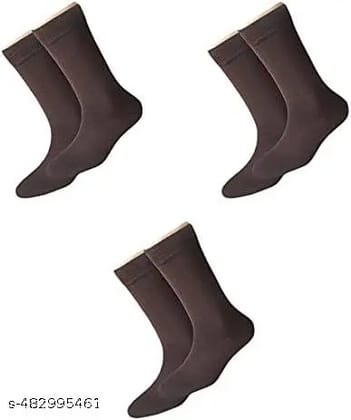 Coffee Brown plain formal Lycra cotton socks/school socks - Pack of 3 (13+ Year)