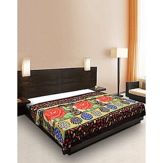 Global Gifts Floral Double Dohar For  Mild Winter (Microfiber, Stunning Red, Attractive Blue)