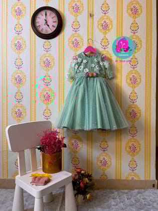 Sea Green Baby's party wear