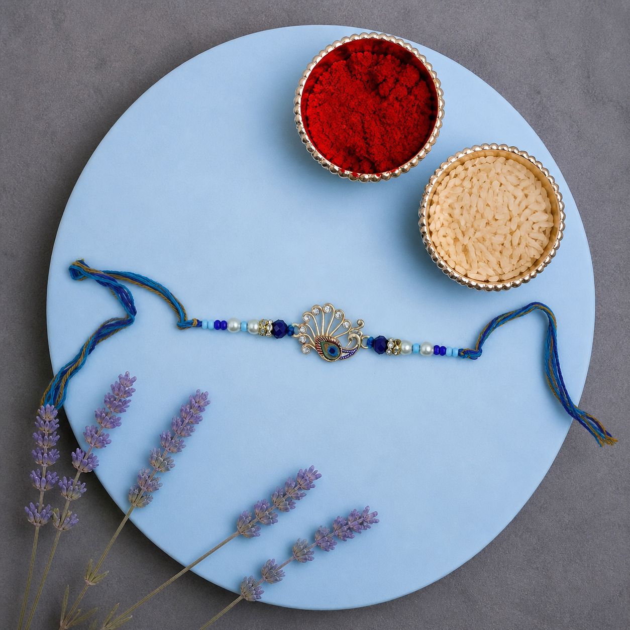 Elegant Mayur Kundan Rakhi