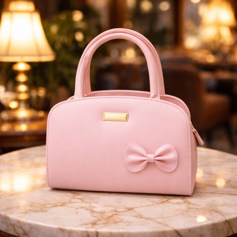 Ksampada Elegant Pink Bow Handbag for Women  Chic Daily & Party Carry | pack of 2