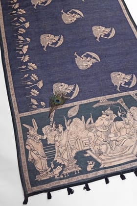 Teal & Navy Blue Two-Tone Saree