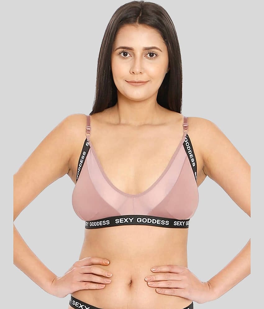 ILRASO Nylon Removable Padding Women's Bralette Bra ( Mauve )