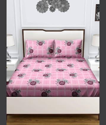 Bella Casa Cotton Double Bedsheet ( Pink )