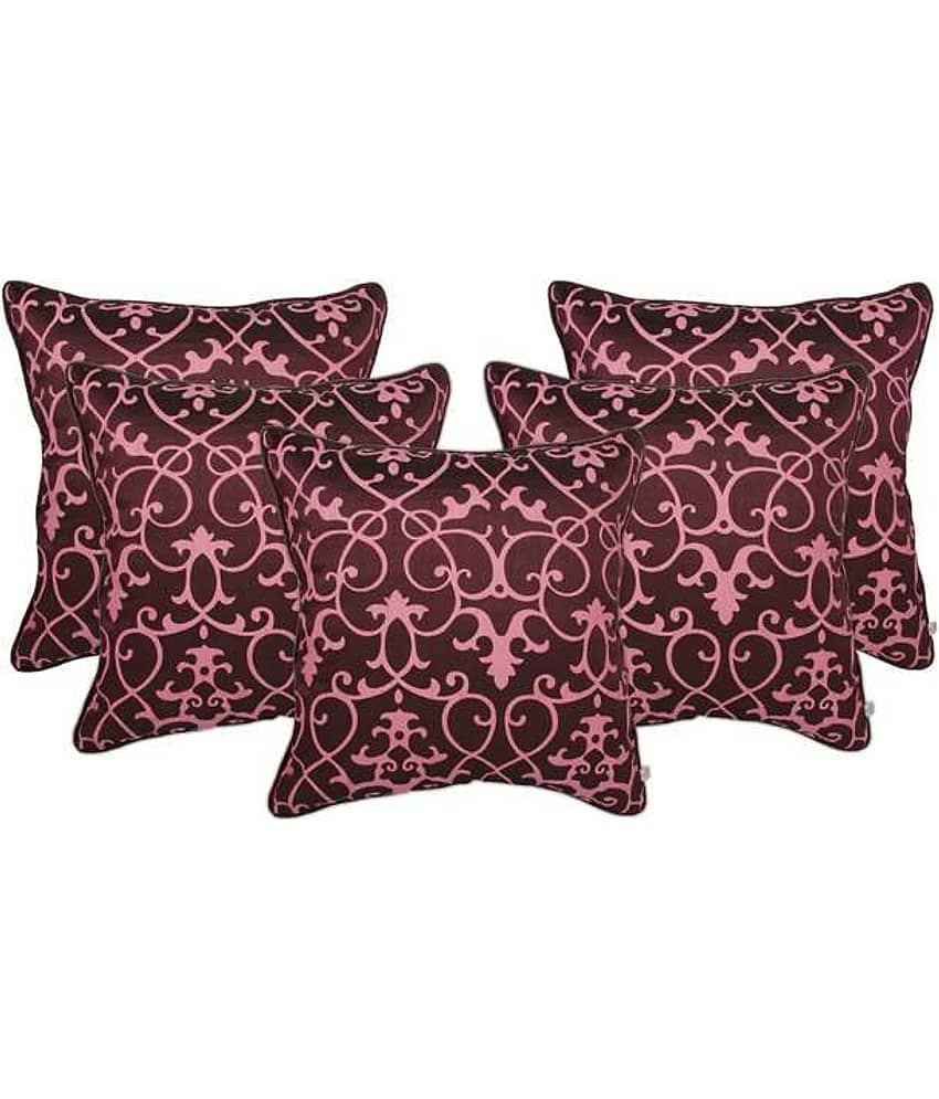 Zubix Purple & Pink Polyester Cushion Covers Set Of 5