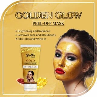 Globus Naturals Gold Brightening Peel Off Mask Removes Acne Blackheads Instant Glow Anti Aging For Women 100 gm