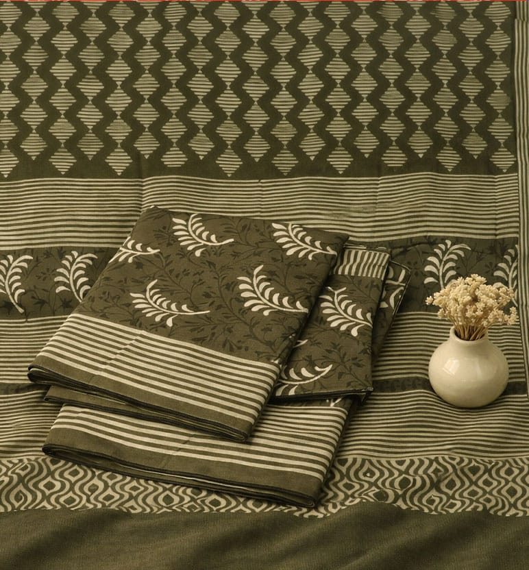 Handcrafted Dabu Print Cotton Dress Material – 3 Piece Set