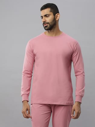 Onion Pink Supima Full Sleeve Round Neck T-shirt-M