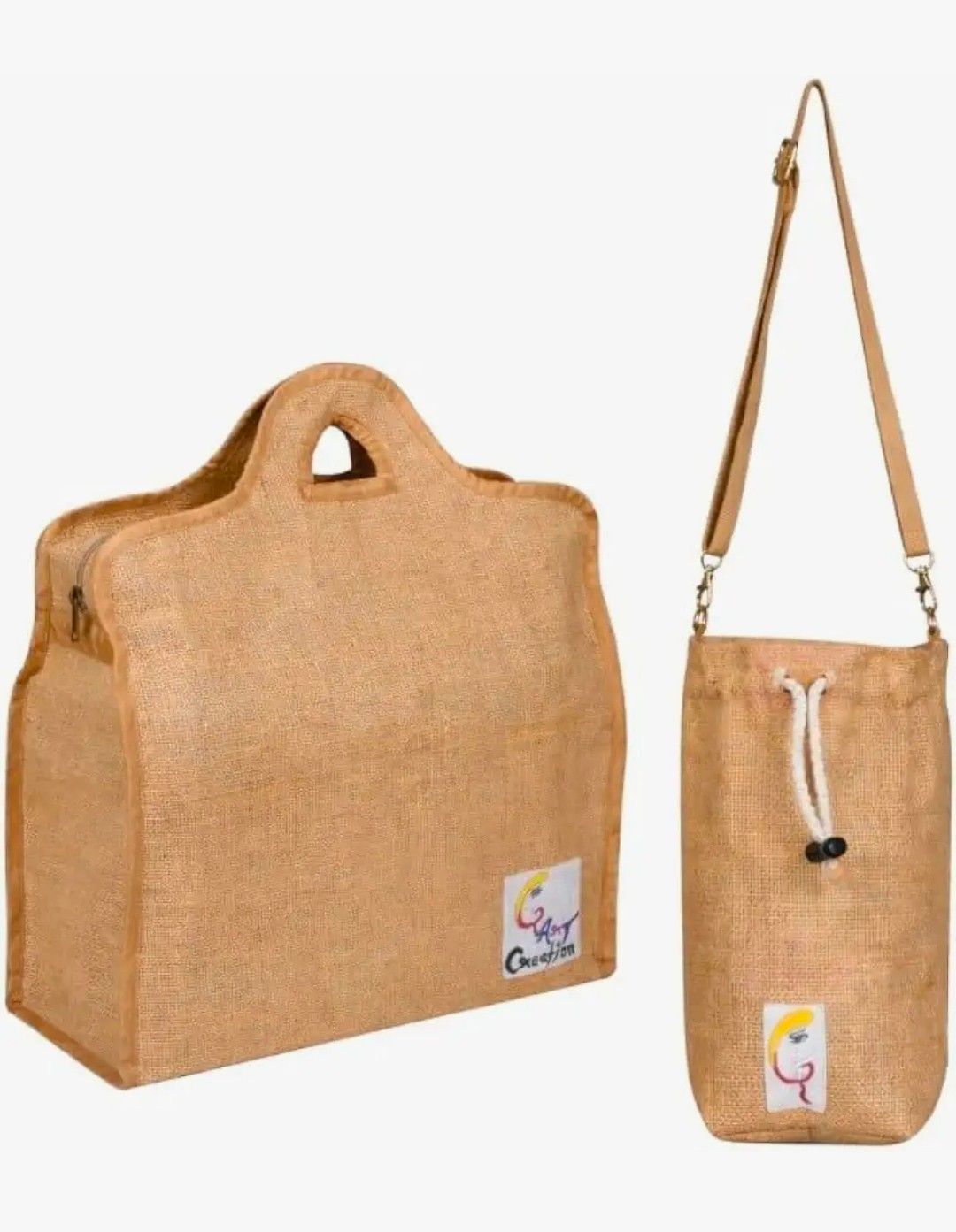 Eco-Friendly Jute Bag Set - Sustainable Grocery and Bottle Bags
