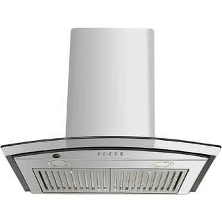 Ruwa 60cm 1100m3/hr Stainless Steel Kitchen Chimney Model: Dove SS (Features Push Controls, Stainless Steel Baffle Filter, 3watts led Lights with Plastic Oil cup)with installation Kit