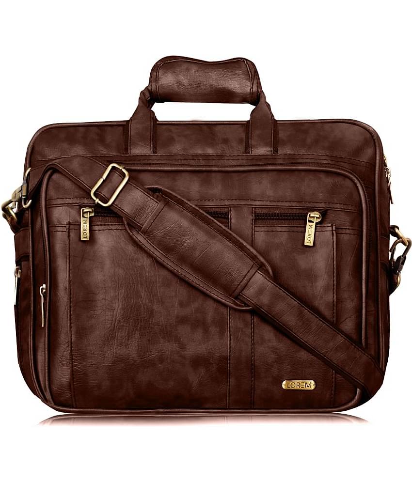 Lorem Brown Faux Leather Office Bag