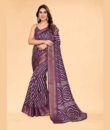 HEMA SILK MILLS Cotton Silk Printed Saree With Unstitched Blouse Piece ( Wine )