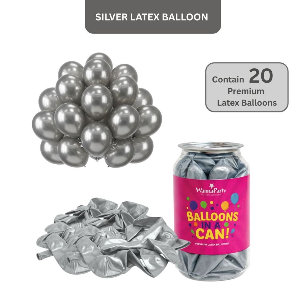 Metallic Silver Latex Balloons 10" - 20PC - Party and Festive Needs | Buy online on ZillyBuy