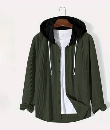 Eyebogler Cotton Blend Regular Fit Solids Full Sleeves Men's Casual Shirt - Green ( Pack of 1 )