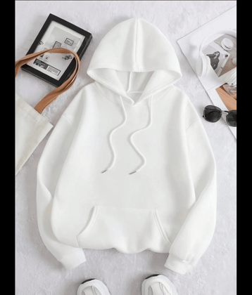HARPITA Women Fleece Hooded Sweatshirt For ( White )