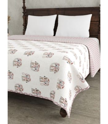 SoftGlow 100% Cotton AC Dohar  Light Pink & Fresh Green | 150 GSM