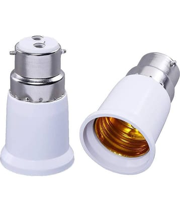 HIRU B22 to E27 Lamp Base Socket Ceramic Lamp Holder Light Bulb Adapter Converter(Set of 2, White)