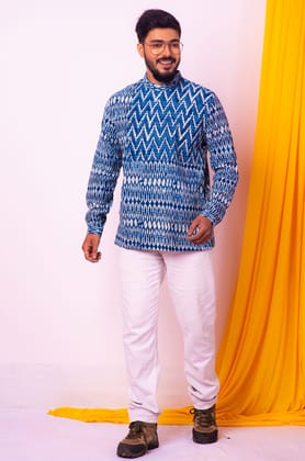 Handloom Cotton Indigo Shirt-L