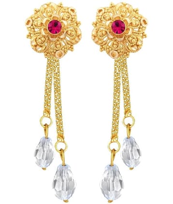 Vighnaharta Golden Drop Earrings ( Pack of 1 )