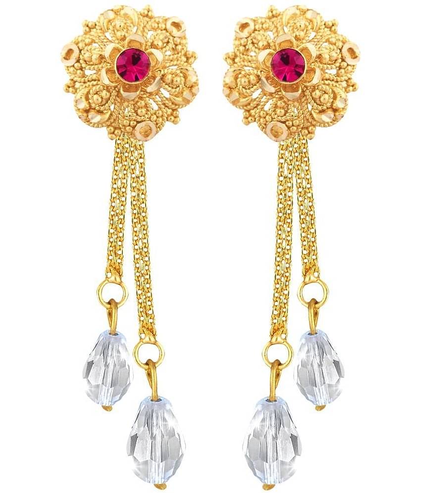Vighnaharta Golden Drop Earrings ( Pack of 1 )