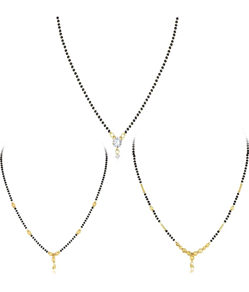 Sukkhi Sparkling Gold Plated Cz Solitaire Mangalsutra Combo For Women Pack Of 3