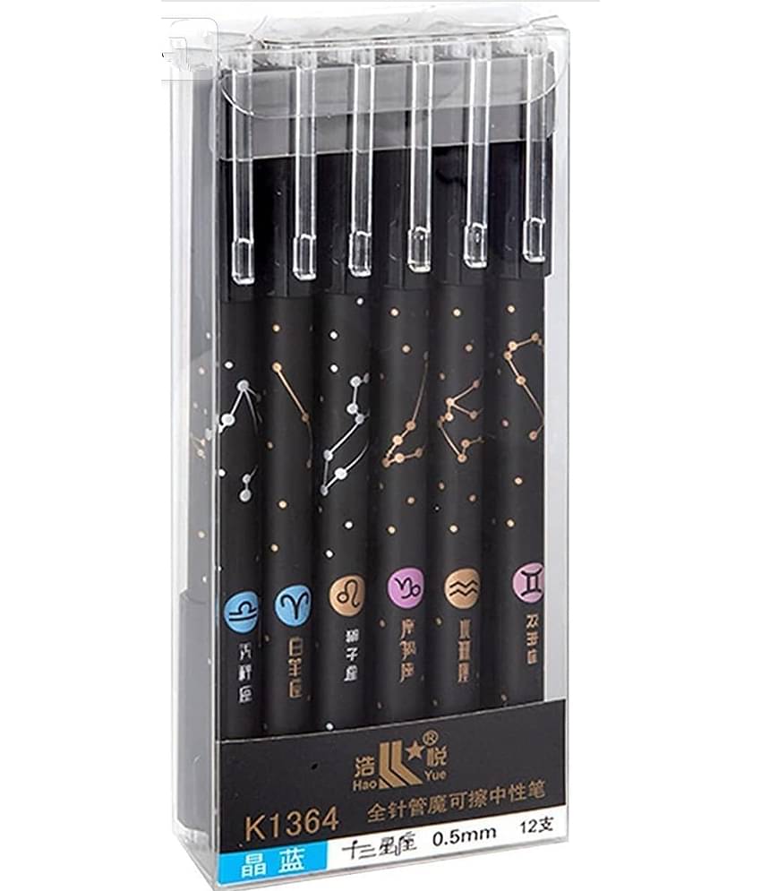 2609 FF-FLIPCLIPS - 6 PC BLACK Ink Erasable Gel Pen Set with attached Magic Wipe Eraser( PACK OF 6Pcs)